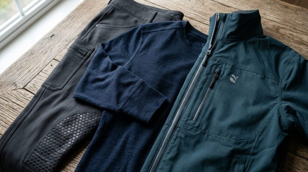 Close-up detail shot of premium functional riding apparel la
