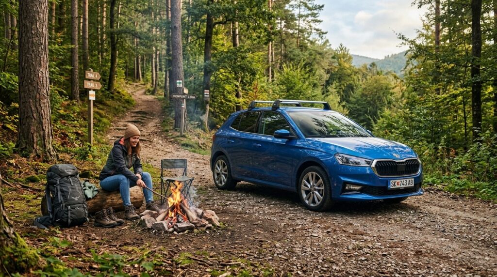 High-quality photorealistic stock photo, 16:9 ratio, Skoda F